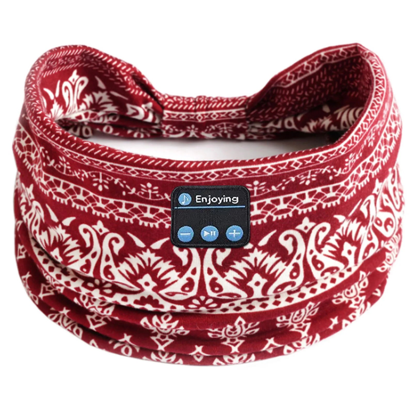 Wireless Bluetooth Floral Print Headband Headphones with Headset Microphone