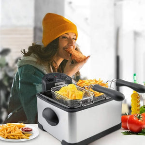 Secura 1700-Watt Stainless-Steel Triple Basket Electric Deep Fryer with Timer