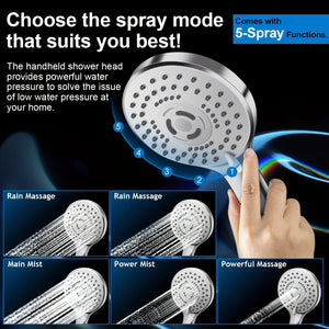 Chrome Plated Concealed Stainless Steel Pressurized Shower Head Set