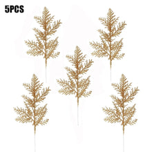 10/5Pcs Artificial Plants Pine Branches Christmas Glitter