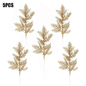 10/5Pcs Artificial Plants Pine Branches Christmas Glitter