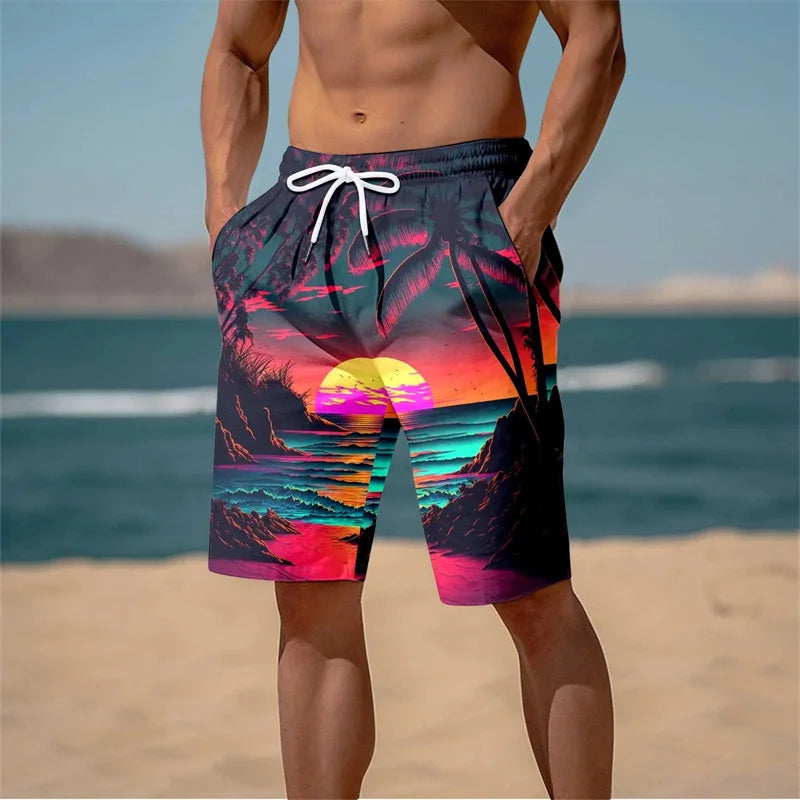 3D Print Beach Short Cool Swimming Trunks