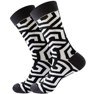 Happy Colorful Striped Argyle Geometric Print Socks