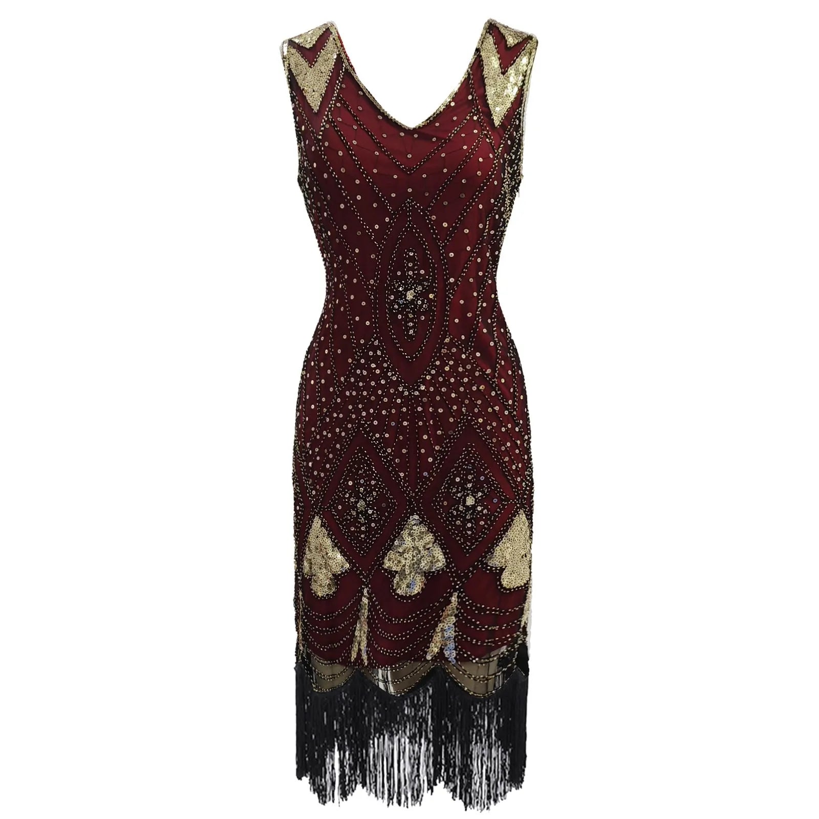 1920S Great Gatsby Tasseled Beaded Sequin Party Dress