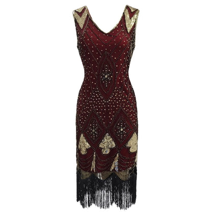 1920S Great Gatsby Tasseled Beaded Sequin Party Dress