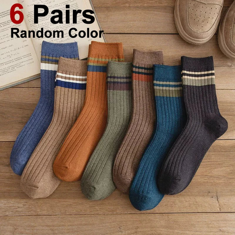 Multi-Pairs Solid Color Striped Tube Socks