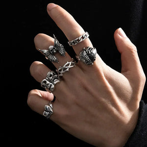 6Pcs Silver Decorative Ring Set