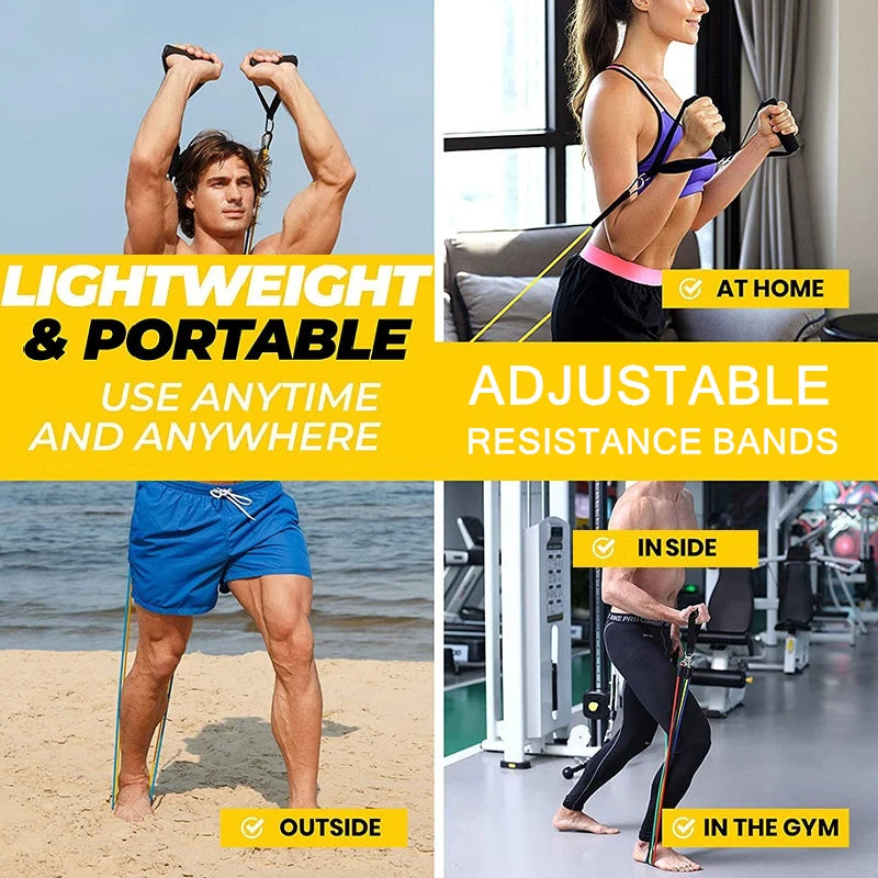 11pcs/Set Portable Pull Rope Resistance Bands