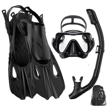 Mask Fin Snorkel Set Panoramic View Mask Adjustable Dive Flipper Dry Top Snorkel and Travel Bag