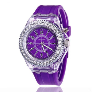 UTHAI Glow Back Rhinestone LED Trendy Wristwatches