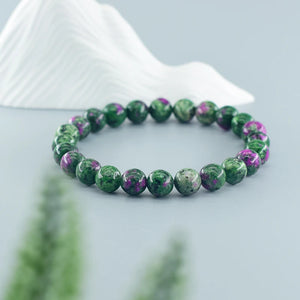 Geniune Natural Epidote Zoisite Stone Bead Bracelet