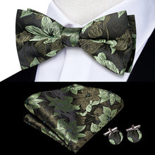 Solid Silk Bow Tie Hanky Cuff Links Set