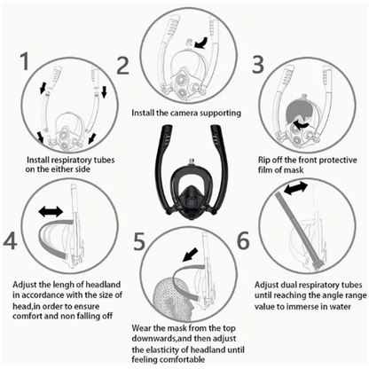 180° Full Face Snorkel Mask Wide-Eye Panoramic Vision