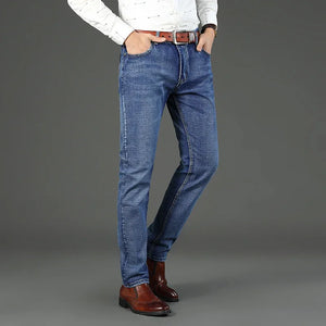 2-piece Set  WhinLEE Black and Blue Business Elite Micro Elastic Straight Leg Multi-craft Jeans