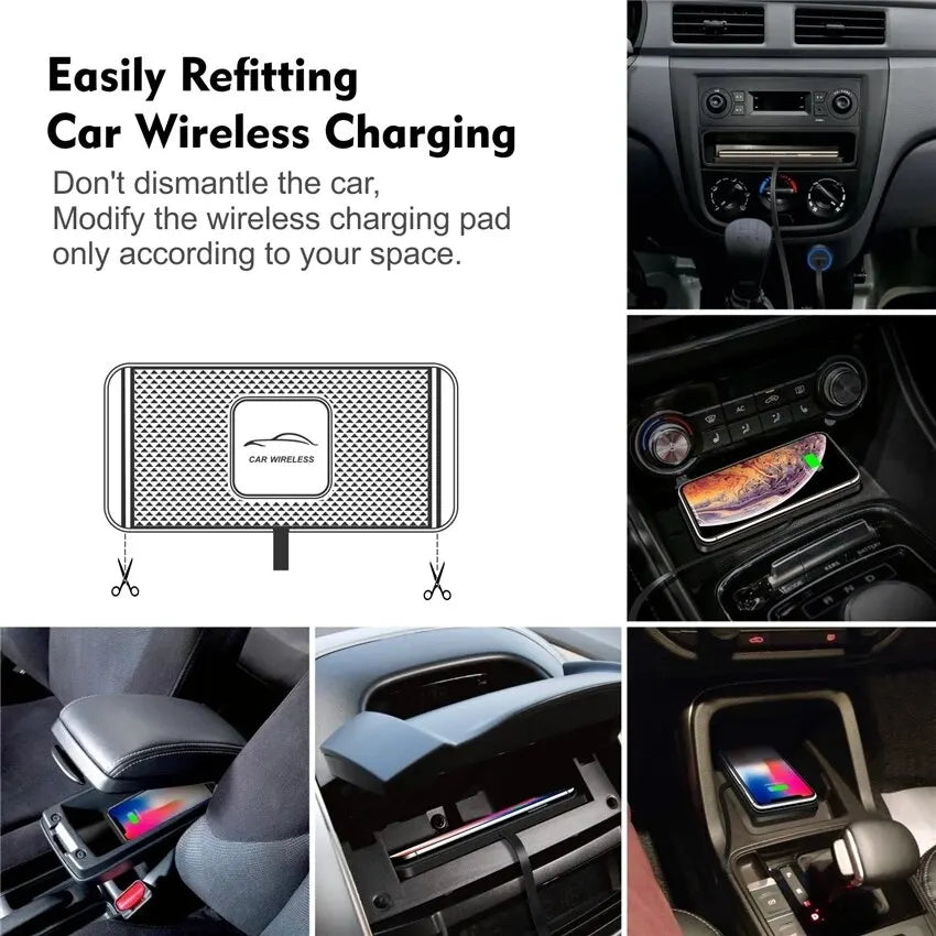Wireless Silicone Non Slip Pad Car Charging Station