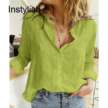 Long Sleeve Cotton Linen Loose Blouse