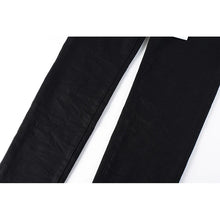High Street Distressed Black Stretch Skinny Button Fly Ripped Jeans