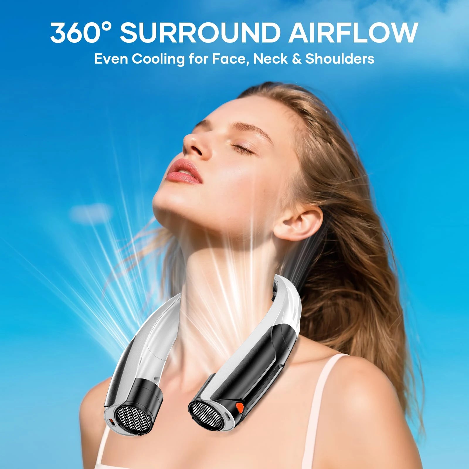Portable Six Speeds 8000rpm Neck Fan 20hrs Battery Life