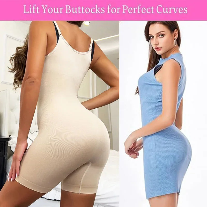 GUUDIA Open Bust Bodysuit Stretchy Spandex Tummy Control Full Back Shapewear Adjustable