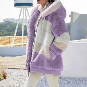 Oversized Plush Pocket Hooded Coat