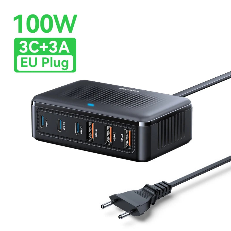 Rocoren USB 100W GaN Charger 6-ports