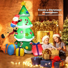 Inflatable Dogs Chasing Santa Claus Climbing Christmas Tree with Lighting