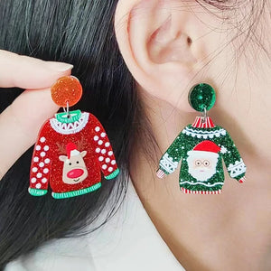 YAOLOGE Fun Innovative Christmas Elements Earrings