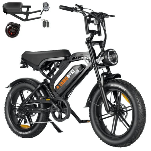 TAMOBYKE V20 Electric Bike with 1500W Motor 31.5MPH 48V18.2Ah Battery, 60-Mile Range