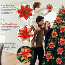 18Pcs Glitter Artificial Christmas Flowers With Clips