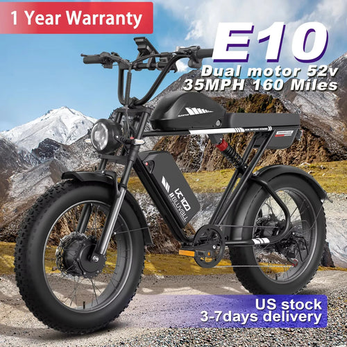 52V 2000W Dual-Motor 23AH Lithium Battery Electric Bike