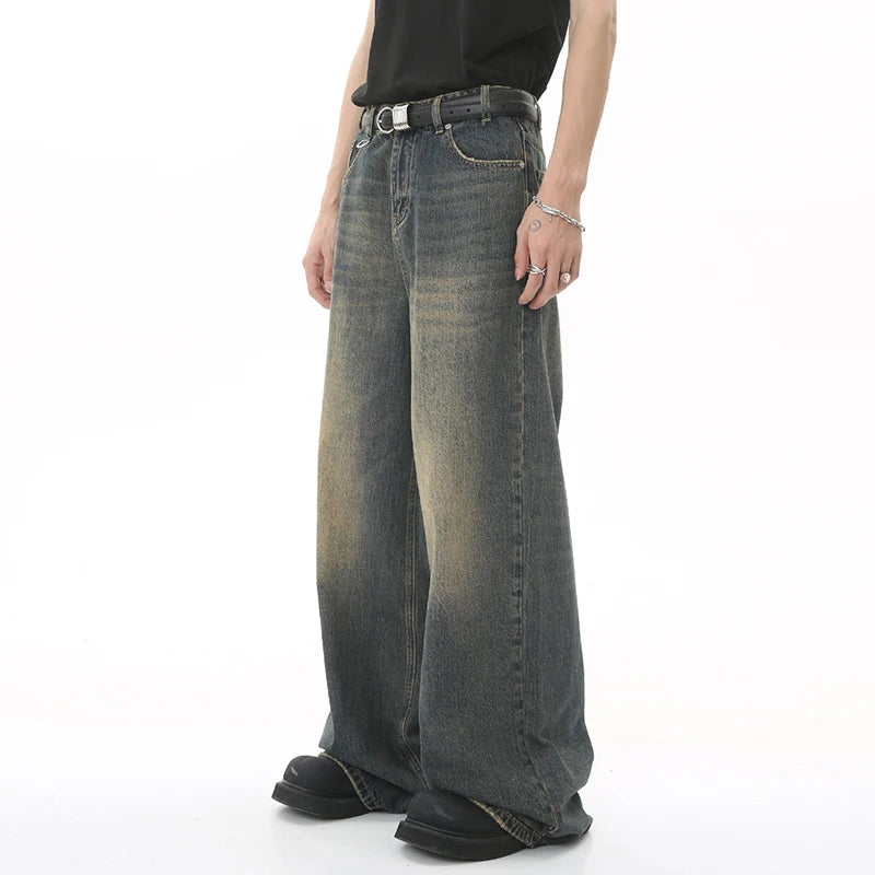 IEFB Washed Wide Leg Denim Pants