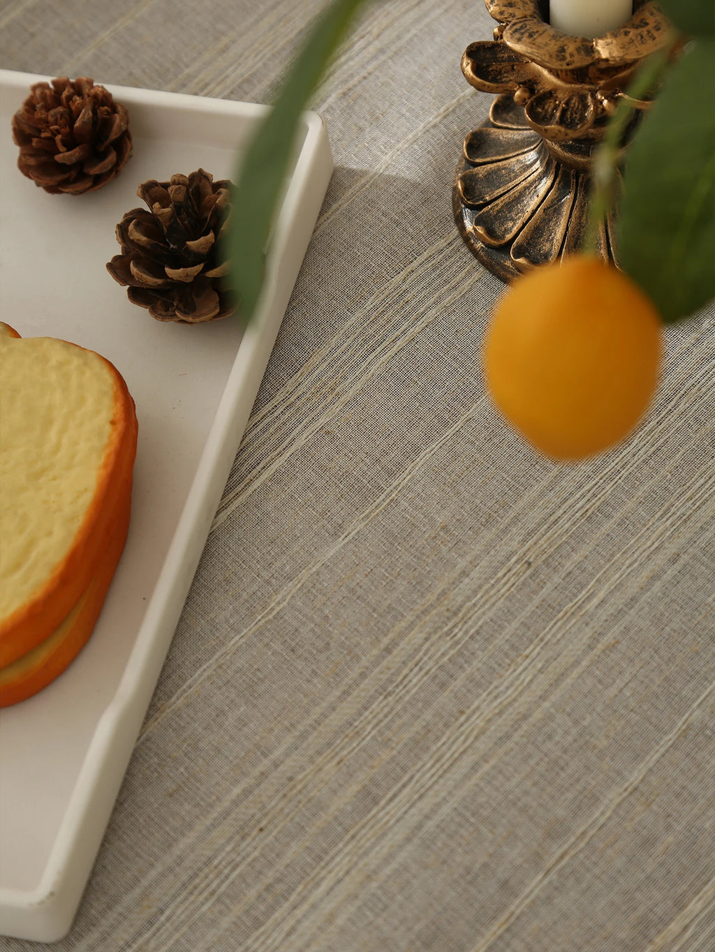 Linen Square Solid Color Tasseled Tablecloth