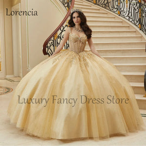 Butterfly Applique Beaded Bow 3D Flowers Quinceanera Dress