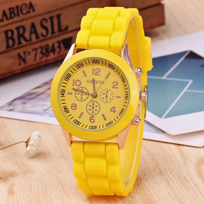 Geneva Ladies Silicone Strap Quartz Wristwatch