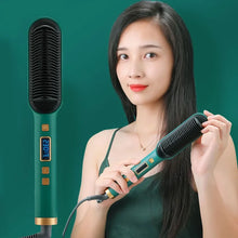 2 In 1 Electric Negative Ion Hair Straightener Brush Curling Comb with Lcd Display