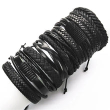 10 Pcs/set Black Wrap Woven Handmade Leather Bracelets