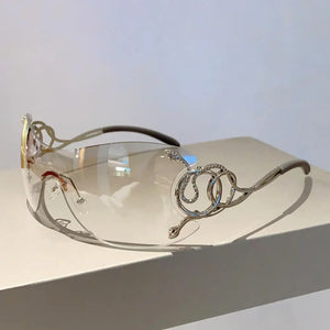 KLASSNUM Rimless Stylish Gradient Lens Metal Frame Eyewear