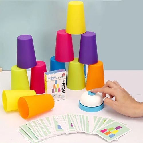 Montessori Stack Cup Battle Table Game with Cognition Logic Training