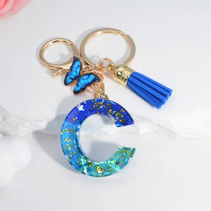 Alphabet Tasseled Keychain