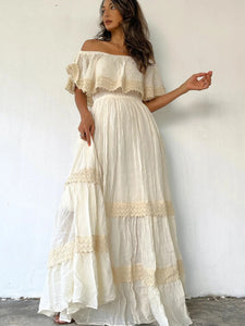 Retro Floral Print Flared Sleeve Dress