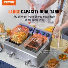 VEVOR Electric Deep Fryer w/Dual Removable Tanks 24L 3000W Commercial Countertop