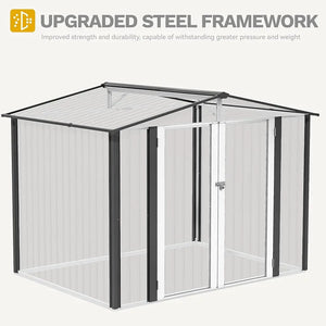 8 X 6FT Outdoor Storage Shed, Large Metal Tool Sheds