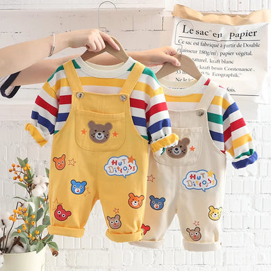Half-sleeve Top and Overalls 2Pcs Set