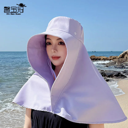 Shawl Neck Protection Integrated Sun Hat