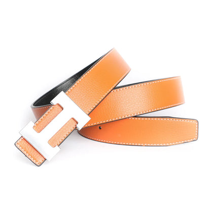 Designer Pin Buckle Genuine Leather H Belt