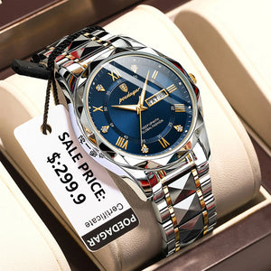 POEDAGAR Waterproof Luminous Stainless Steel Quartz Watch