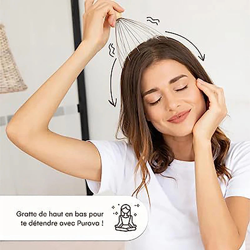 Wooden Handle Octopus Head Massager