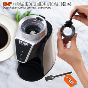 VEVOR 40MM Conical Burr Grind Setting Coffe Bean Electric Espresso Coffee Machine
