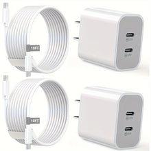 10FT Fast 20W Dual Port USB C Charging Block with Extra Long USB C to C Charging Cable