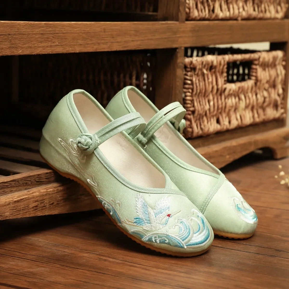 Retro Embroidered Anti-Skid Ballet Shoes